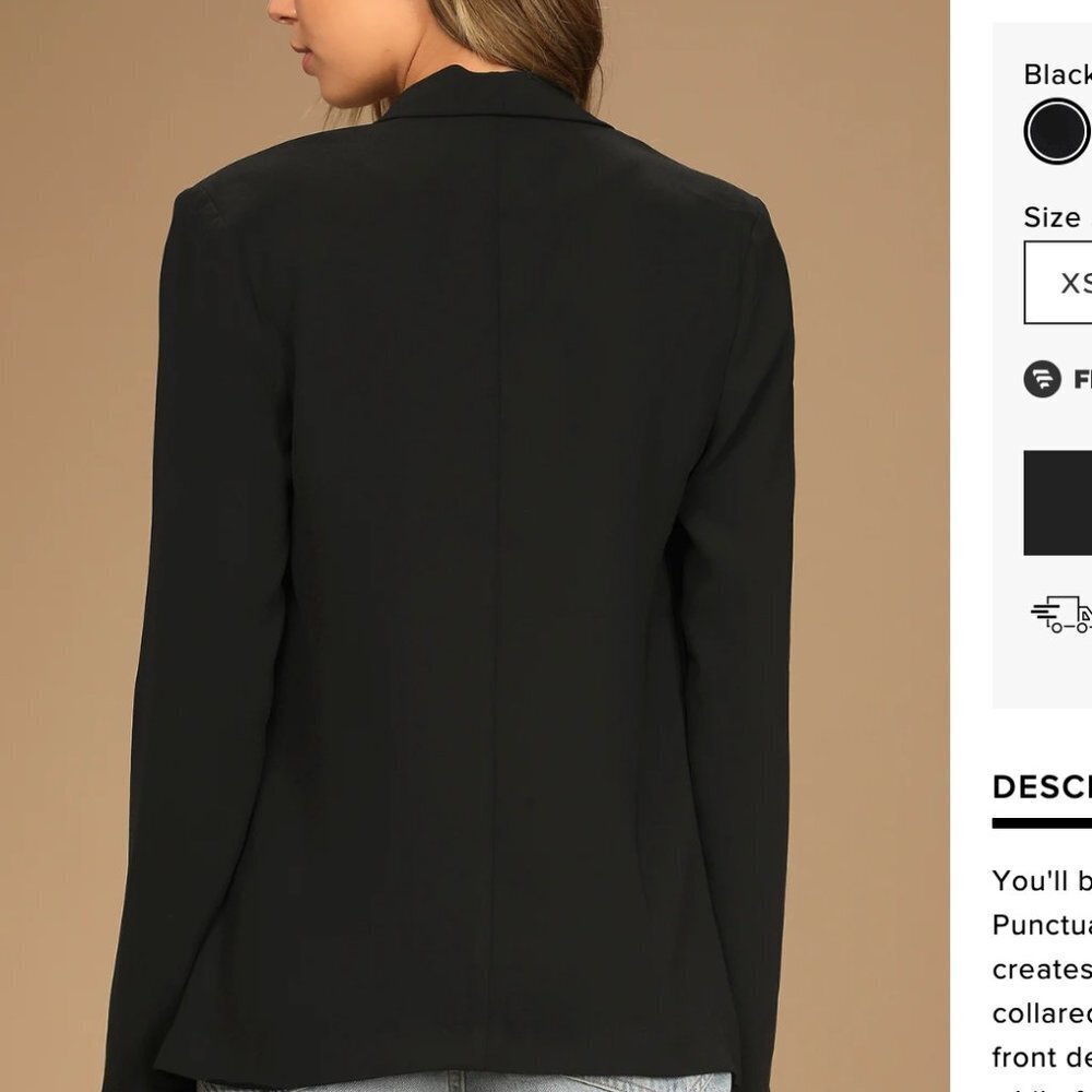 Lulus Miss Punctuality Black Lightweight Blazer - Picture 5 of 8